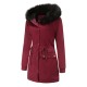  Solid Zipper Fur Trimmed Coat