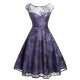 Purple  Mesh Floral Swing Dress